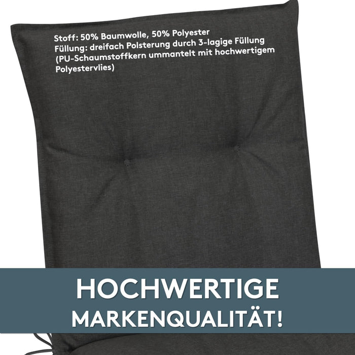Niedriglehnerauflage 2er Set MARBELLA - Gartenstuhl Auflage, bequeme Sitzauflage für Gartenmöbel, Stuhlkissen