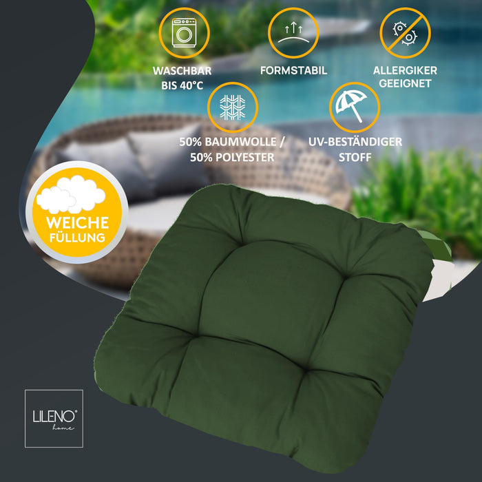 Stuhlkissen LISA CAPRI 4er Set - Sitzkissen für Gartenstuhl, Küchenstuhl oder Esszimmerstuhl