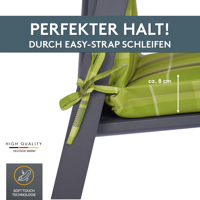 Hochlehnerauflage 2er Set MARBELLA - Gartenstuhl Auflage, bequeme Sitzauflage für Gartenmöbel, Stuhlkissen