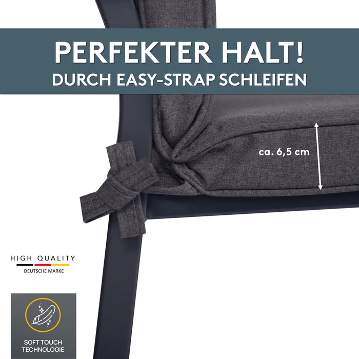 Niedriglehnerauflage 2er Set DUBAI - Gartenstuhl Auflage, bequeme Sitzauflage für Gartenmöbel, Stuhlkissen