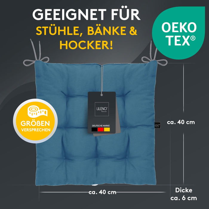 Stuhlkissen Linda Fiume 6er Set - Sitzkissen für Gartenstuhl, Küchenstuhl oder Esszimmerstuhl