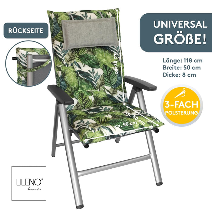 Hochlehnerauflage 2er Set MARBELLA - Gartenstuhl Auflage, bequeme Sitzauflage für Gartenmöbel, Stuhlkissen