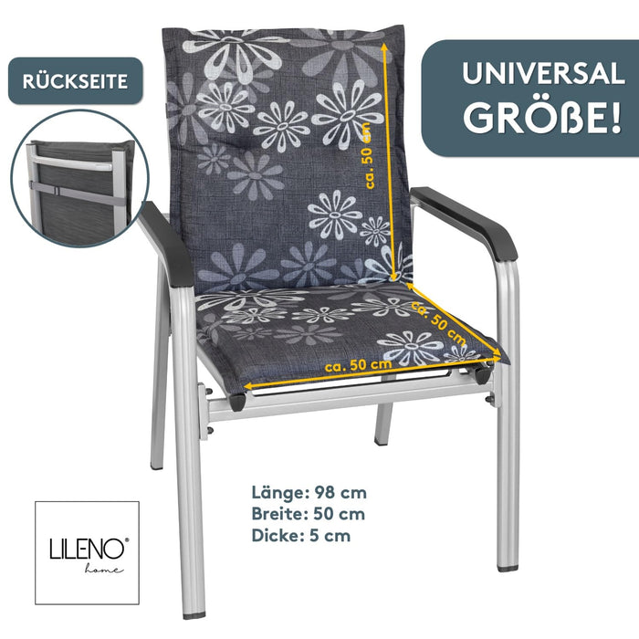 Polsterauflage Niedriglehner 2er Set, bequeme Sitzauflage für Gartenstühle, Stuhlkissen