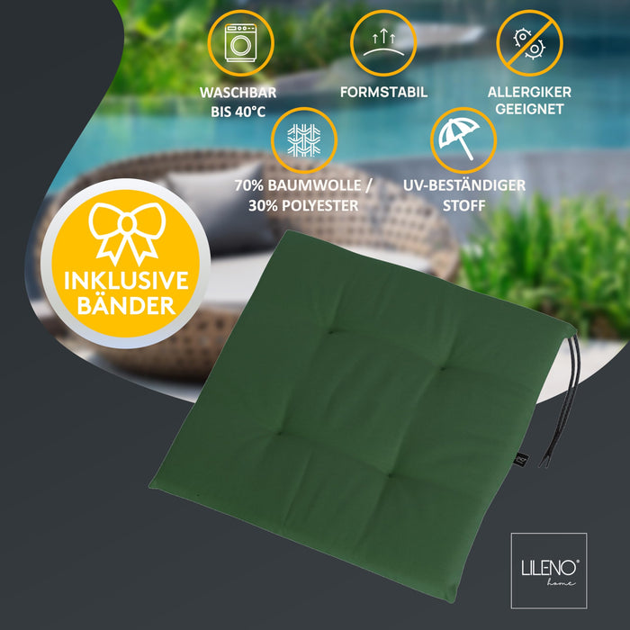 Stuhlkissen 2er Set LAURA FIUME - Sitzkissen für Gartenstuhl, Küchenstuhl oder Esszimmerstuhl