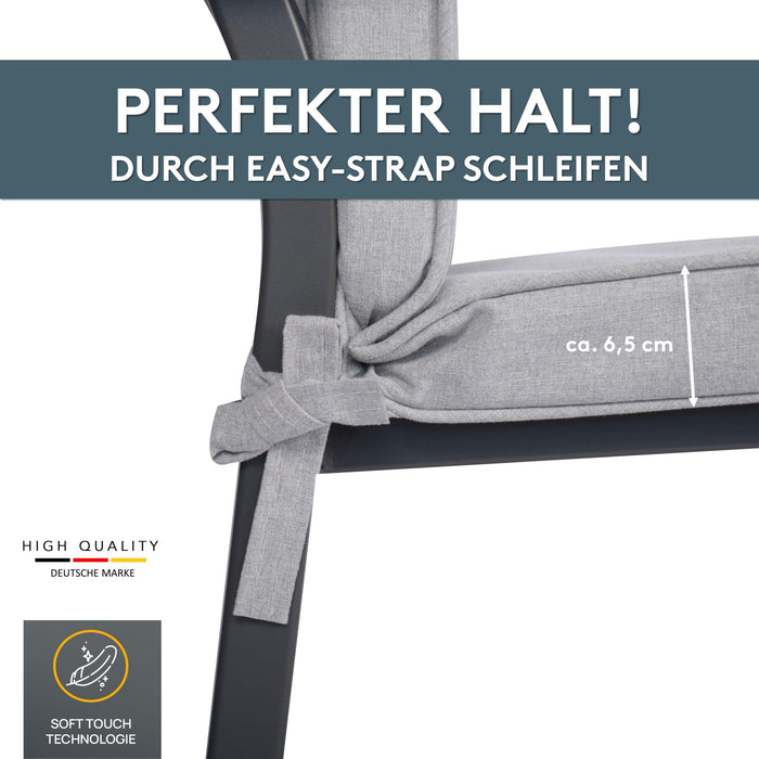 Niedriglehnerauflage 2er Set DUBAI - Gartenstuhl Auflage, bequeme Sitzauflage für Gartenmöbel, Stuhlkissen