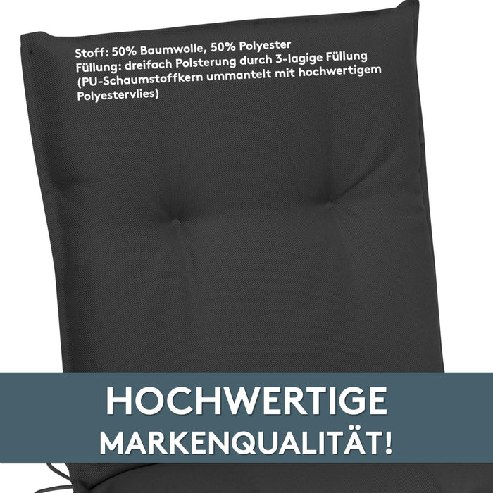 Hochlehnerauflage 2er Set MARBELLA - Gartenstuhl Auflage, bequeme Sitzauflage für Gartenmöbel, Stuhlkissen