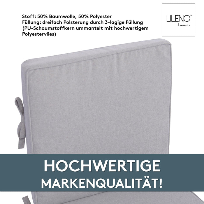 Niedriglehnerauflage 2er Set DUBAI - Gartenstuhl Auflage, bequeme Sitzauflage für Gartenmöbel, Stuhlkissen
