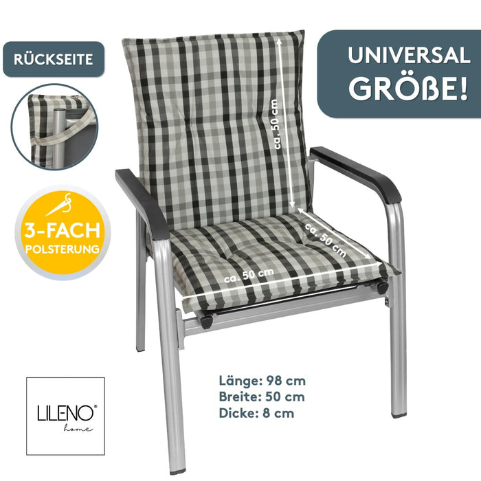 Niedriglehnerauflage 2er Set MARBELLA - Gartenstuhl Auflage, bequeme Sitzauflage für Gartenmöbel, Stuhlkissen