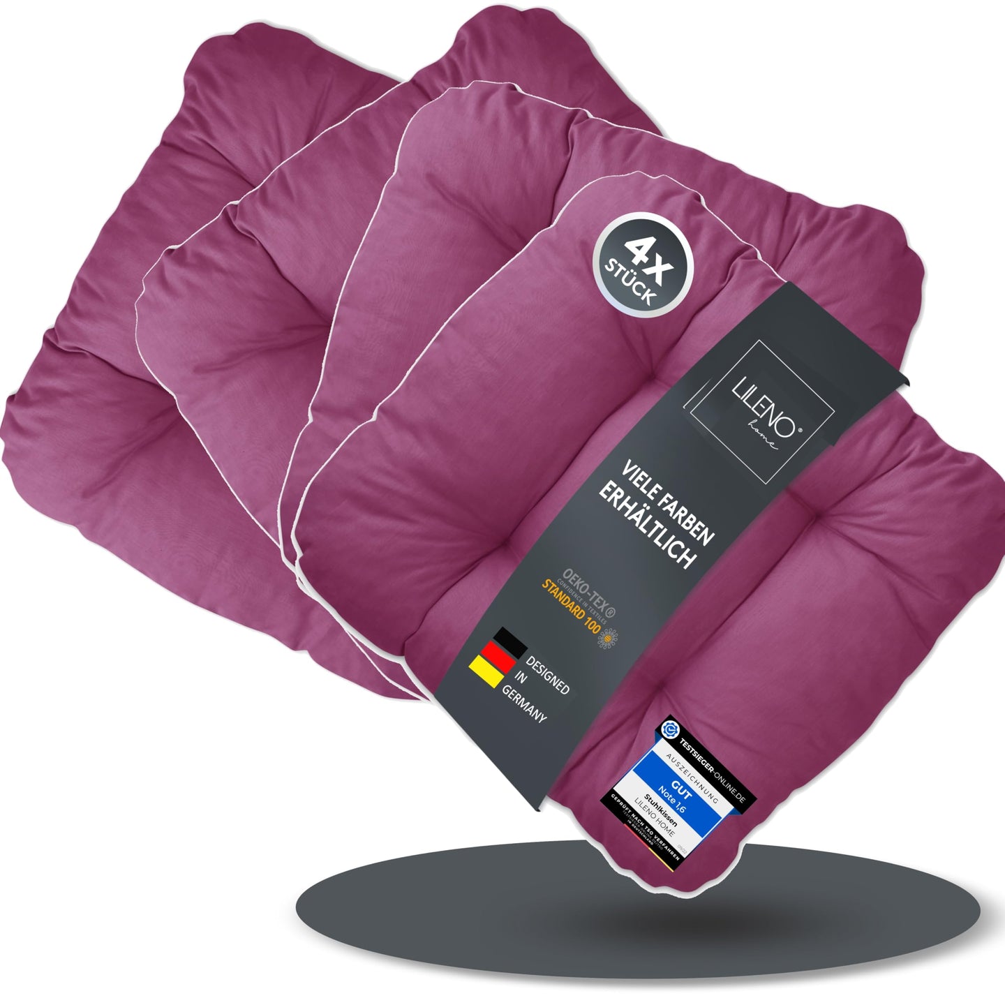 Stuhlkissen LISA CAPRI 4er Set - Sitzkissen für Gartenstuhl, Küchenstuhl oder Esszimmerstuhl