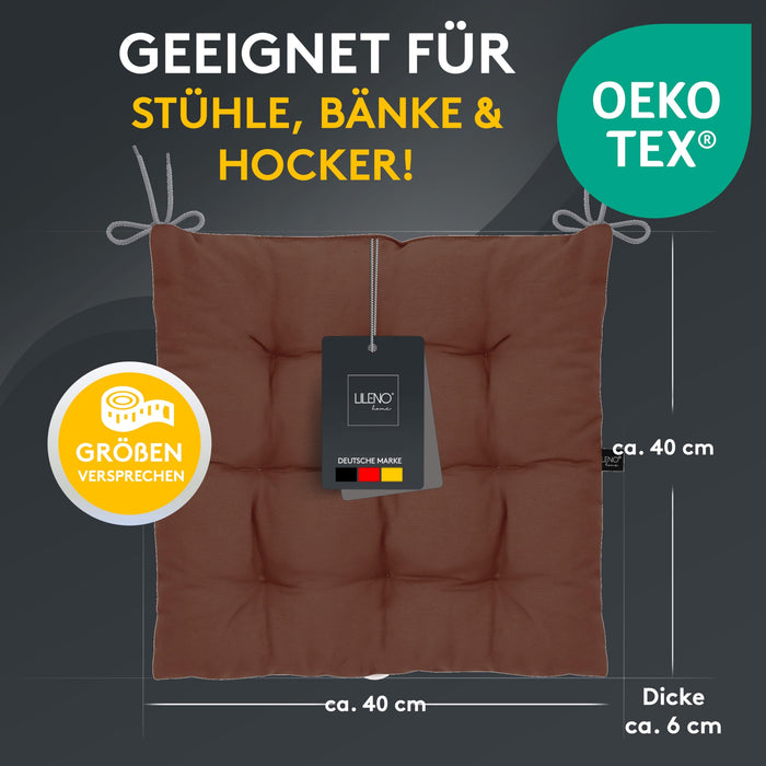 Stuhlkissen Linda Fiume 4er Set - Sitzkissen für Gartenstuhl, Küchenstuhl oder Esszimmerstuhl