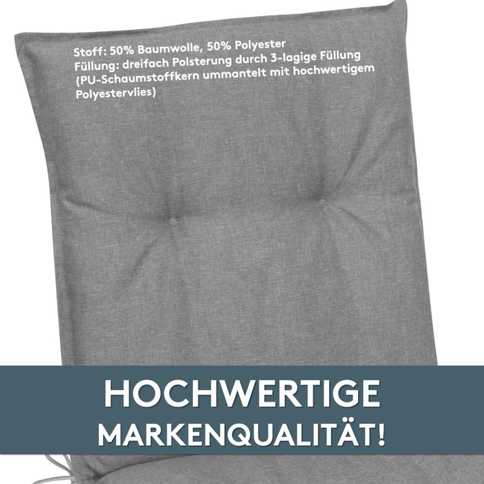 Niedriglehnerauflage 2er Set MARBELLA - Gartenstuhl Auflage, bequeme Sitzauflage für Gartenmöbel, Stuhlkissen