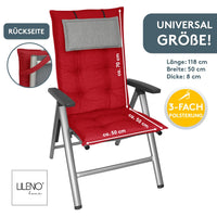 Hochlehnerauflage 2er Set MARBELLA - Gartenstuhl Auflage, bequeme Sitzauflage für Gartenmöbel, Stuhlkissen