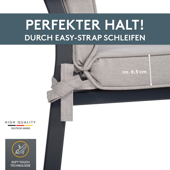 Niedriglehnerauflage 2er Set DUBAI - Gartenstuhl Auflage, bequeme Sitzauflage für Gartenmöbel, Stuhlkissen
