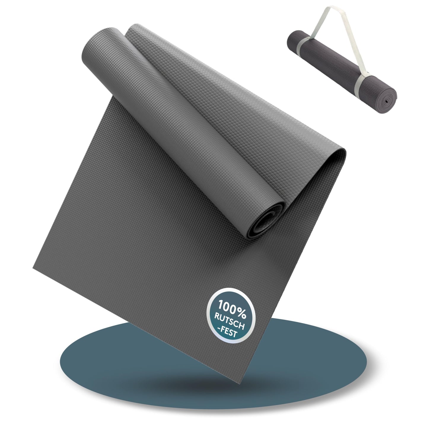 Yogamatte Gymnastikmatte 180x60 cm inkl. Tragegurt, rutschfeste Fitnessmatte