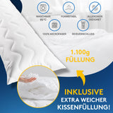 Seitenschläferkissen 40x145 cm (1100 g Füllung) - Stillkissen + herausnehmbares Innenkissen