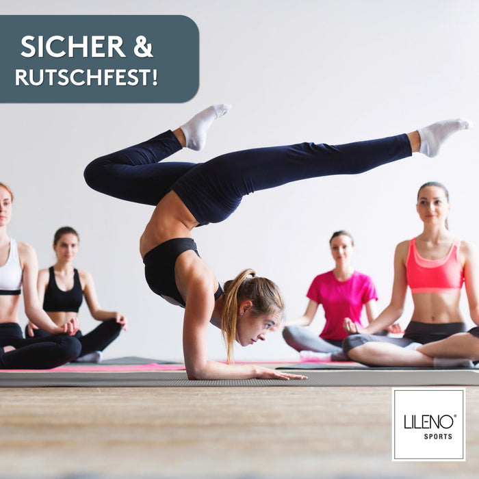 Yogamatte Gymnastikmatte 180x60 cm inkl. Tragegurt, rutschfeste Fitnessmatte