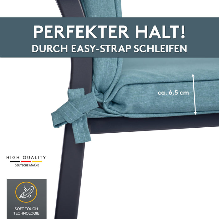 Niedriglehnerauflage 2er Set DUBAI - Gartenstuhl Auflage, bequeme Sitzauflage für Gartenmöbel, Stuhlkissen