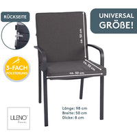 Niedriglehnerauflage 2er Set DUBAI - Gartenstuhl Auflage, bequeme Sitzauflage für Gartenmöbel, Stuhlkissen