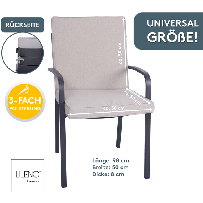 Niedriglehnerauflage 2er Set DUBAI - Gartenstuhl Auflage, bequeme Sitzauflage für Gartenmöbel, Stuhlkissen