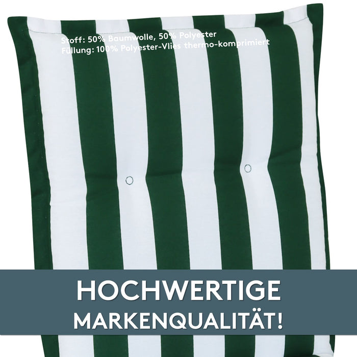 Hochlehnerauflage Gartenstuhl Auflage 2er Set FLORENCE, bequeme Sitzauflage für Gartenmöbel, Stuhlkissen