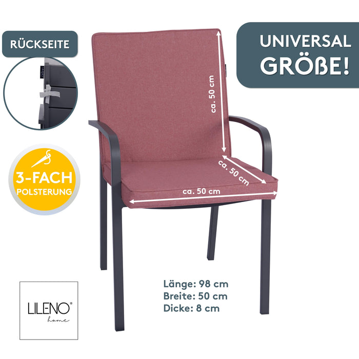 Niedriglehnerauflage 2er Set DUBAI - Gartenstuhl Auflage, bequeme Sitzauflage für Gartenmöbel, Stuhlkissen