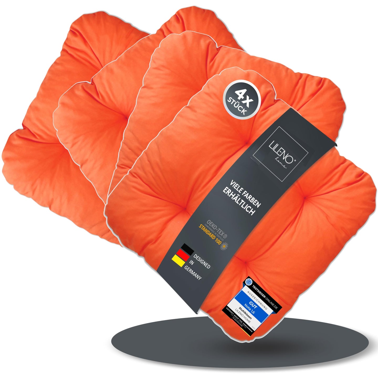 Stuhlkissen LISA CAPRI 4er Set - Sitzkissen für Gartenstuhl, Küchenstuhl oder Esszimmerstuhl