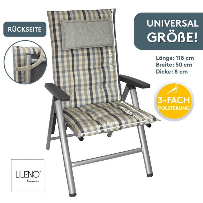 Hochlehnerauflage 2er Set MARBELLA - Gartenstuhl Auflage, bequeme Sitzauflage für Gartenmöbel, Stuhlkissen