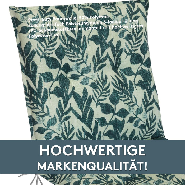 Hochlehnerauflage 2er Set MARBELLA - Gartenstuhl Auflage, bequeme Sitzauflage für Gartenmöbel, Stuhlkissen