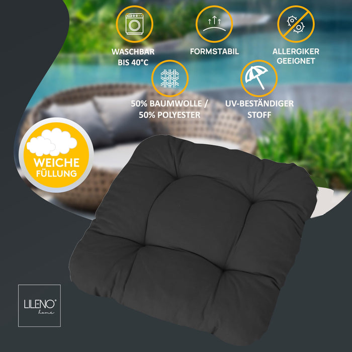 Stuhlkissen LISA CAPRI 4er Set - Sitzkissen für Gartenstuhl, Küchenstuhl oder Esszimmerstuhl