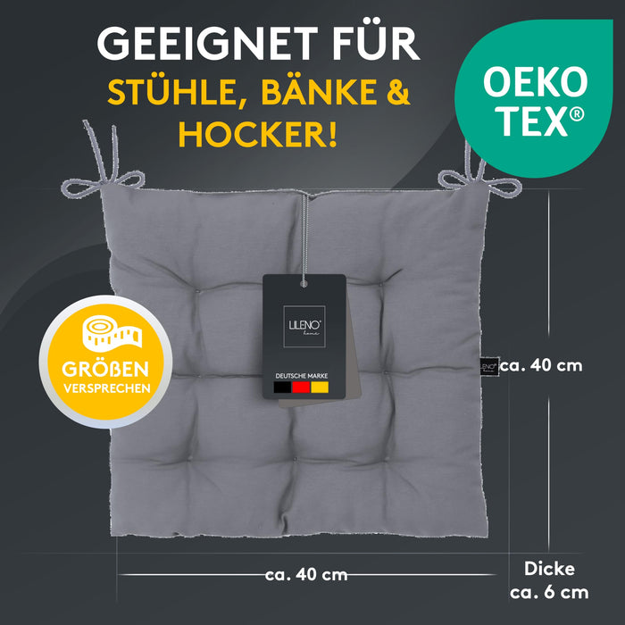 Stuhlkissen Linda Fiume 6er Set - Sitzkissen für Gartenstuhl, Küchenstuhl oder Esszimmerstuhl