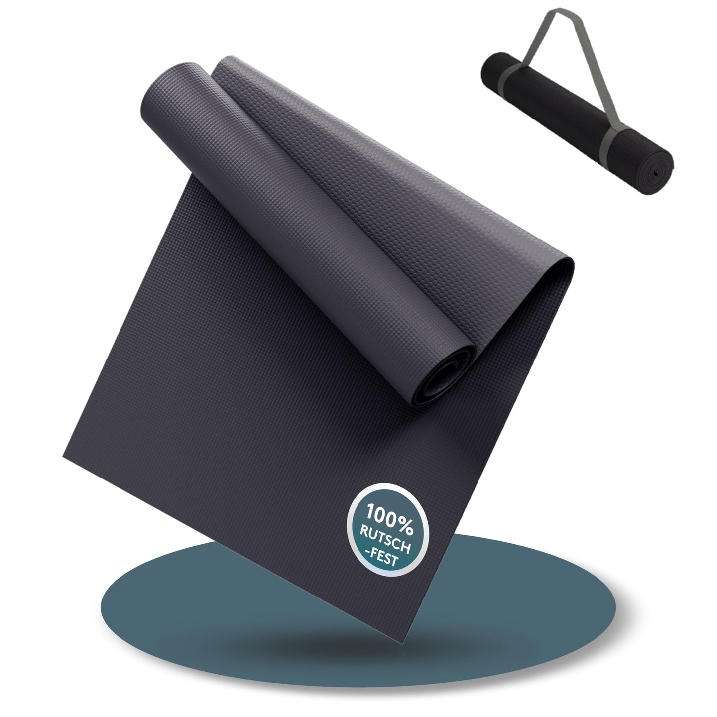 Yogamatte Gymnastikmatte 180x60 cm inkl. Tragegurt, rutschfeste Fitnessmatte