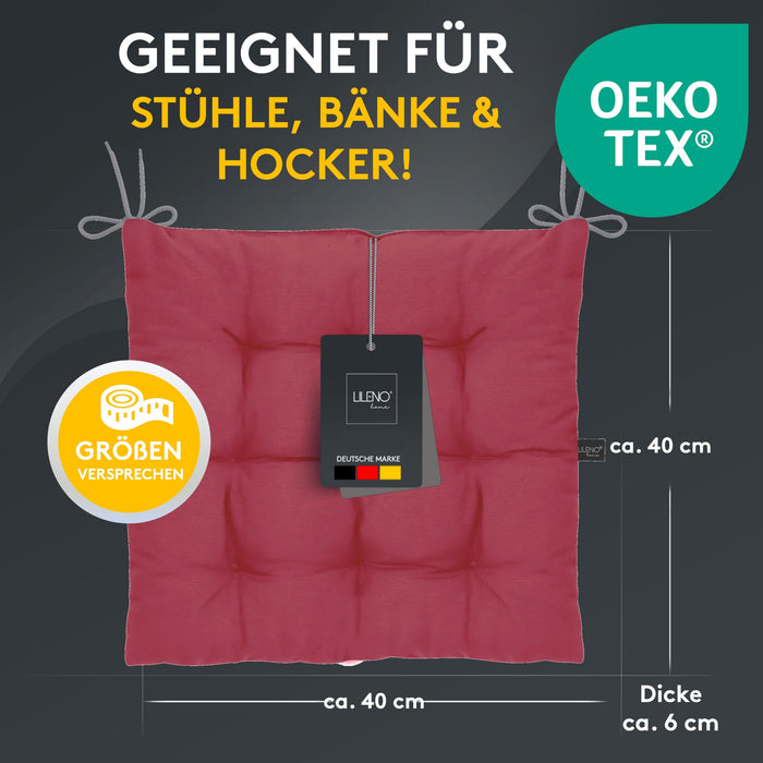 Stuhlkissen Linda Fiume 6er Set - Sitzkissen für Gartenstuhl, Küchenstuhl oder Esszimmerstuhl