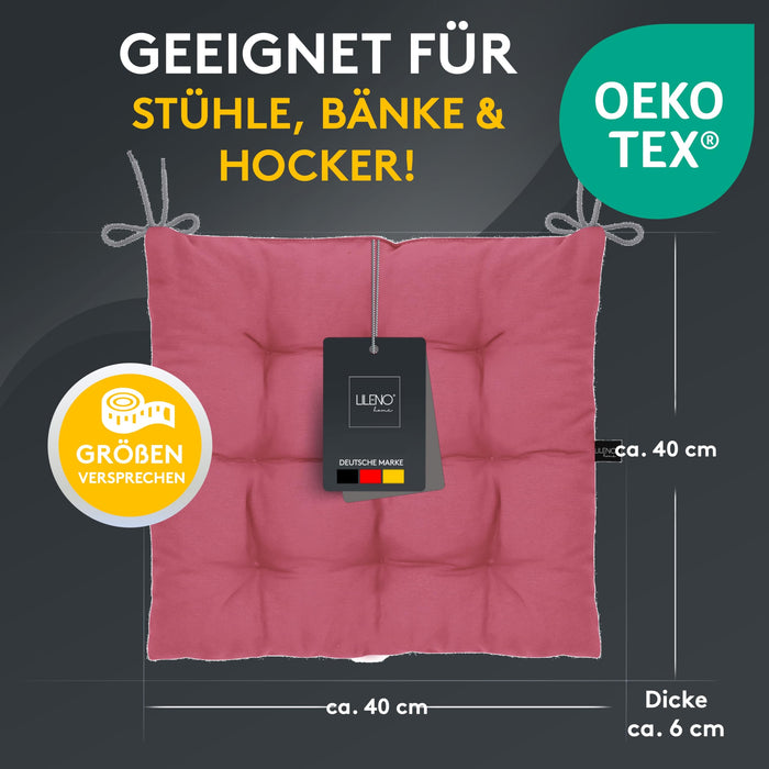 Stuhlkissen Linda Fiume 4er Set - Sitzkissen für Gartenstuhl, Küchenstuhl oder Esszimmerstuhl