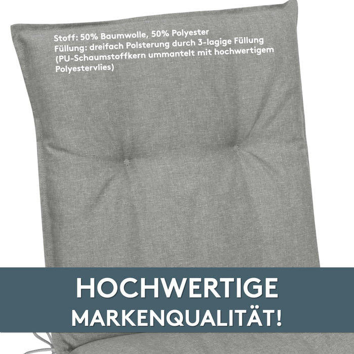 Niedriglehnerauflage 2er Set MARBELLA - Gartenstuhl Auflage, bequeme Sitzauflage für Gartenmöbel, Stuhlkissen