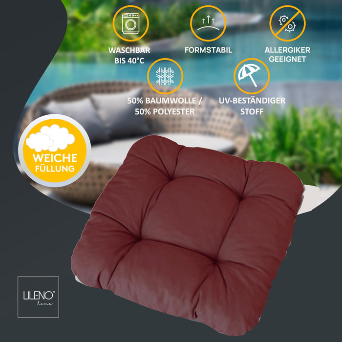 Stuhlkissen LISA CAPRI 4er Set - Sitzkissen für Gartenstuhl, Küchenstuhl oder Esszimmerstuhl
