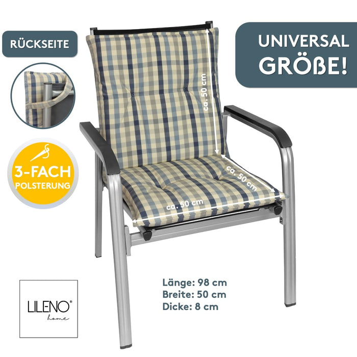 Niedriglehnerauflage 2er Set MARBELLA - Gartenstuhl Auflage, bequeme Sitzauflage für Gartenmöbel, Stuhlkissen