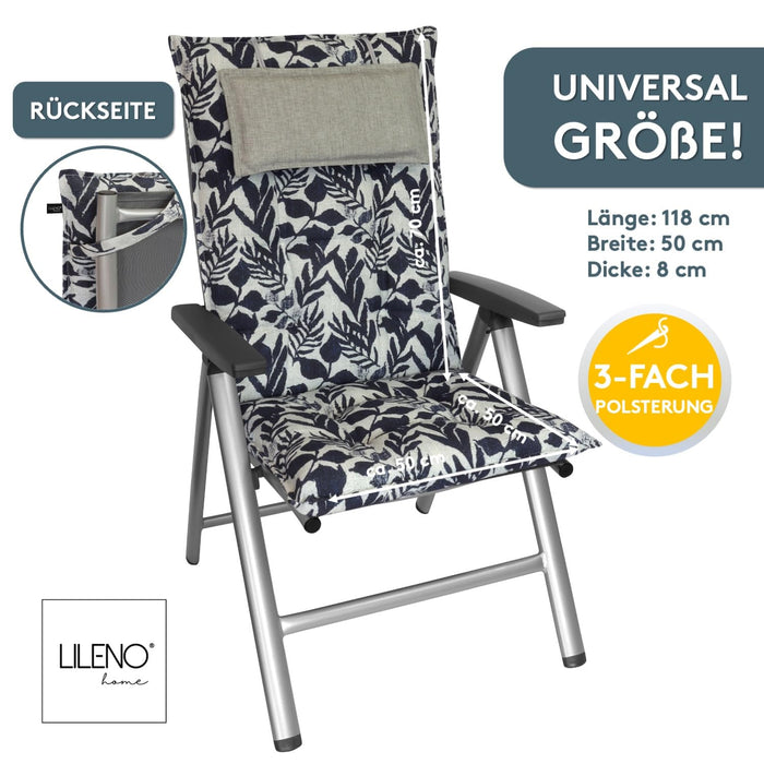 Hochlehnerauflage 2er Set MARBELLA - Gartenstuhl Auflage, bequeme Sitzauflage für Gartenmöbel, Stuhlkissen