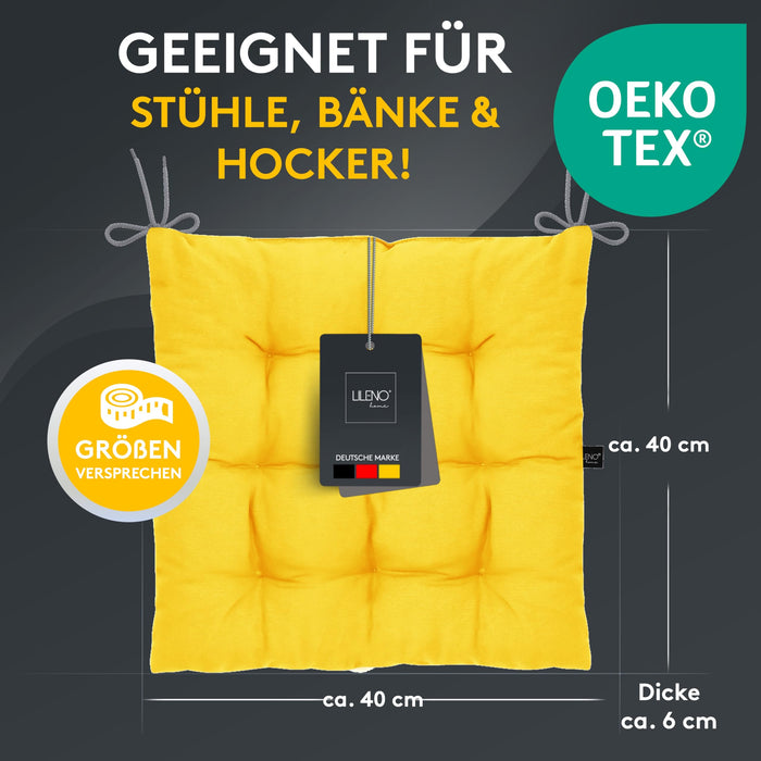 Stuhlkissen Linda Fiume 4er Set - Sitzkissen für Gartenstuhl, Küchenstuhl oder Esszimmerstuhl