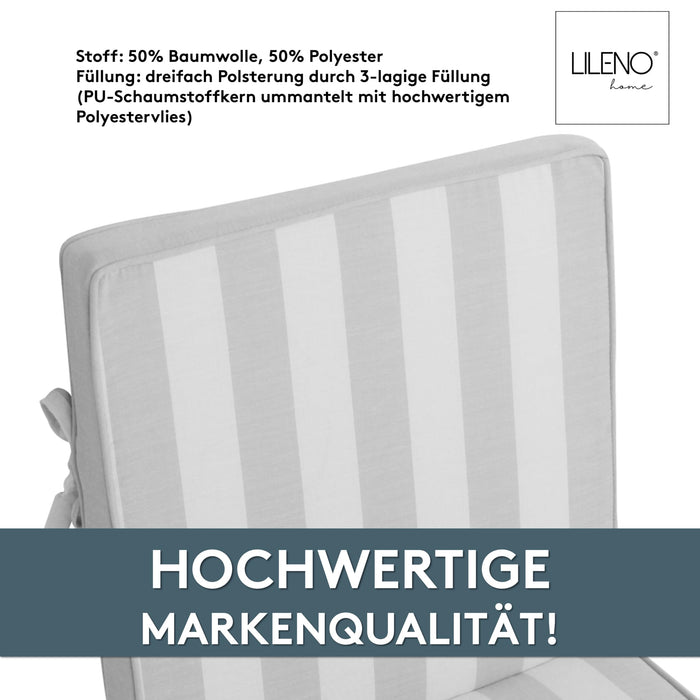 Niedriglehnerauflage 2er Set DUBAI - Gartenstuhl Auflage, bequeme Sitzauflage für Gartenmöbel, Stuhlkissen