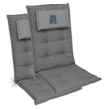 Hochlehnerauflage 2er Set MARBELLA - Gartenstuhl Auflage, bequeme Sitzauflage für Gartenmöbel, Stuhlkissen