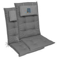 Hochlehnerauflage 2er Set MARBELLA - Gartenstuhl Auflage, bequeme Sitzauflage für Gartenmöbel, Stuhlkissen