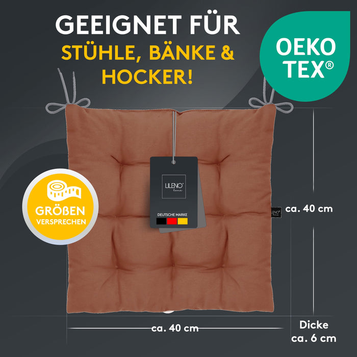 Stuhlkissen Linda Fiume 4er Set - Sitzkissen für Gartenstuhl, Küchenstuhl oder Esszimmerstuhl