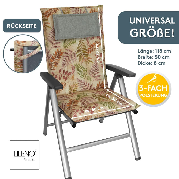 Hochlehnerauflage 2er Set MARBELLA - Gartenstuhl Auflage, bequeme Sitzauflage für Gartenmöbel, Stuhlkissen