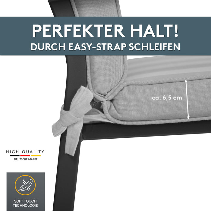Niedriglehnerauflage 2er Set DUBAI - Gartenstuhl Auflage, bequeme Sitzauflage für Gartenmöbel, Stuhlkissen
