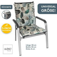 Niedriglehnerauflage 2er Set MARBELLA - Gartenstuhl Auflage, bequeme Sitzauflage für Gartenmöbel, Stuhlkissen