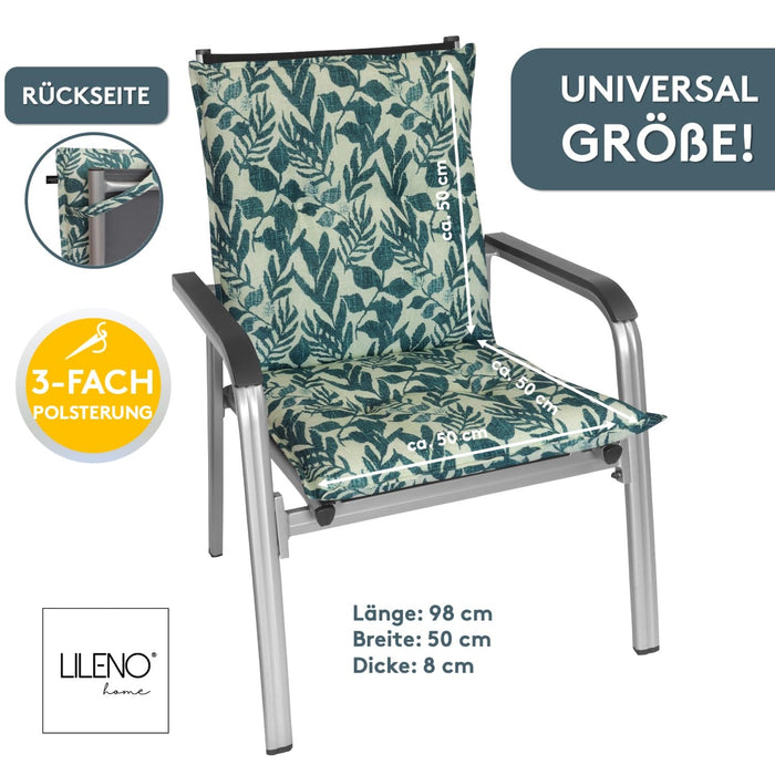Niedriglehnerauflage 2er Set MARBELLA - Gartenstuhl Auflage, bequeme Sitzauflage für Gartenmöbel, Stuhlkissen