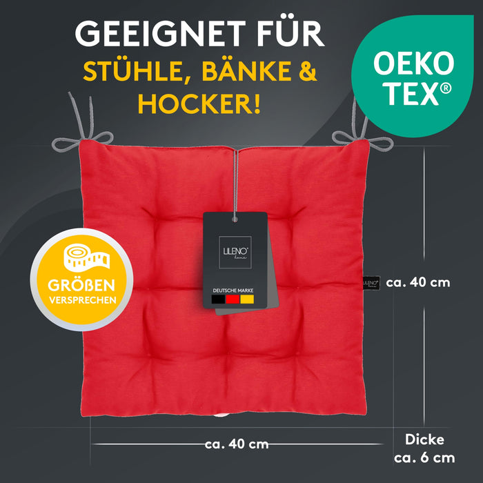 Stuhlkissen Linda Fiume 6er Set - Sitzkissen für Gartenstuhl, Küchenstuhl oder Esszimmerstuhl