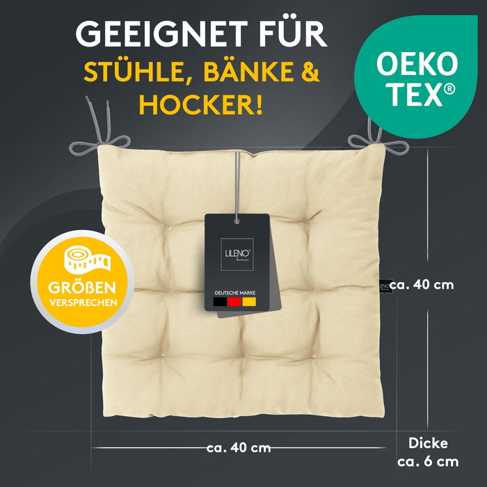Stuhlkissen Linda Fiume 6er Set - Sitzkissen für Gartenstuhl, Küchenstuhl oder Esszimmerstuhl