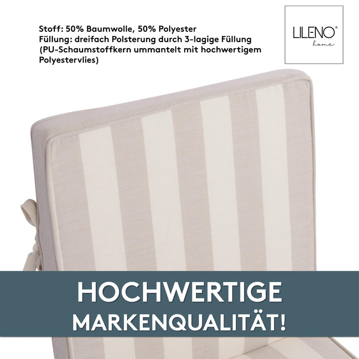 Niedriglehnerauflage 2er Set DUBAI - Gartenstuhl Auflage, bequeme Sitzauflage für Gartenmöbel, Stuhlkissen