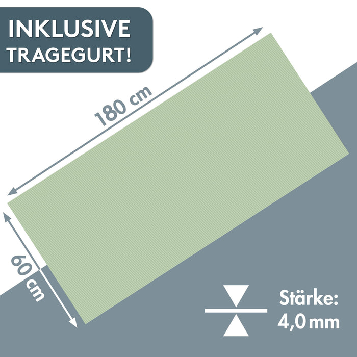 Yogamatte Gymnastikmatte 180x60 cm inkl. Tragegurt, rutschfeste Fitnessmatte